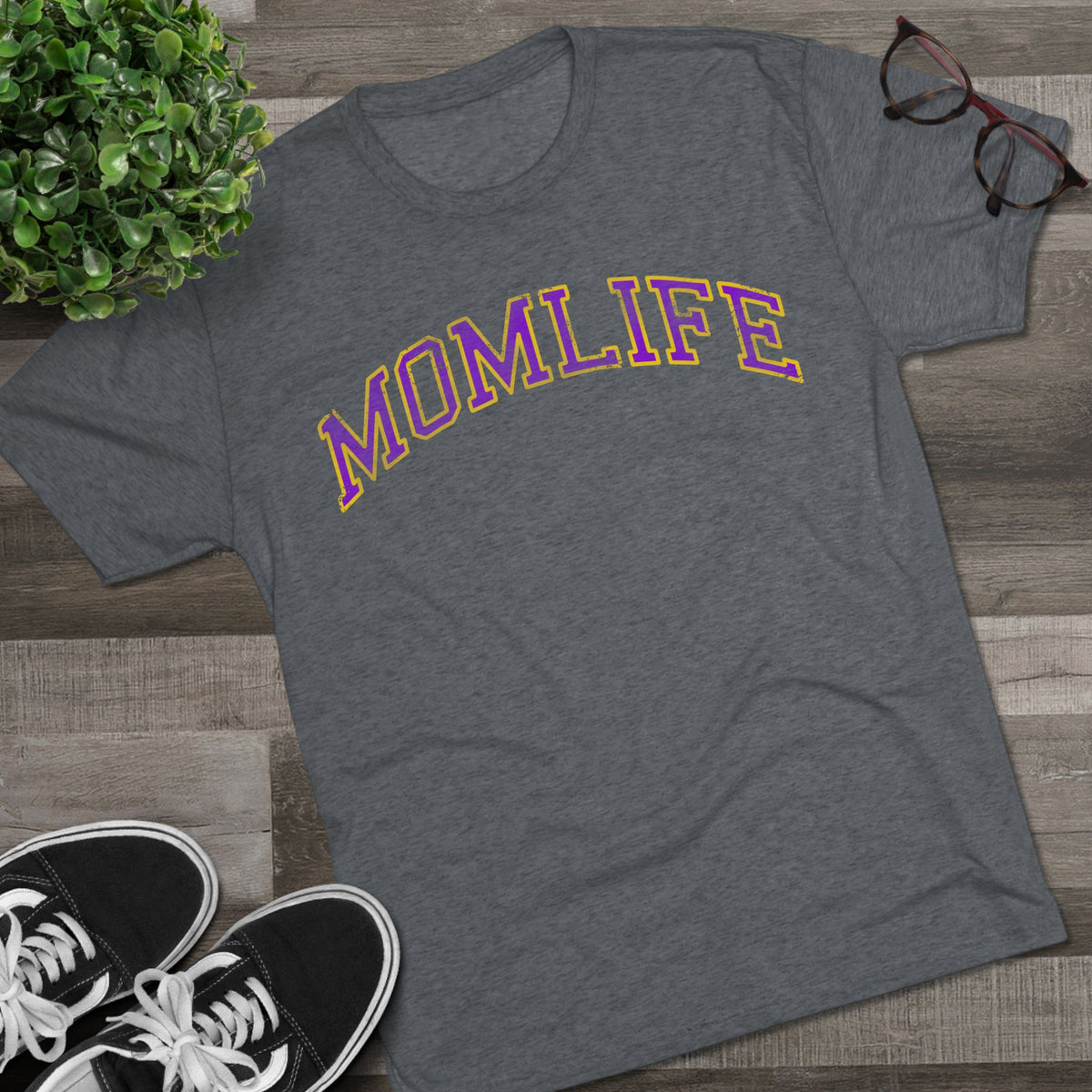 PURPLE and GOLD Football Mom Shirt - Bun Maternity & Mama