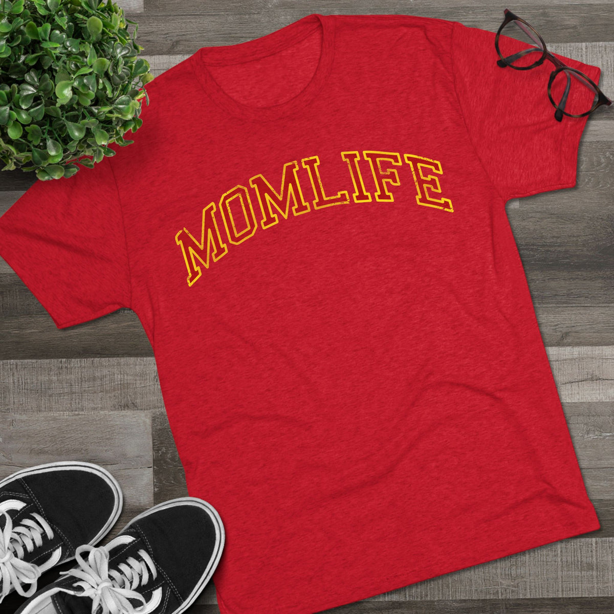 RED and GOLD Football Mom Shirt - Bun Maternity & Mama