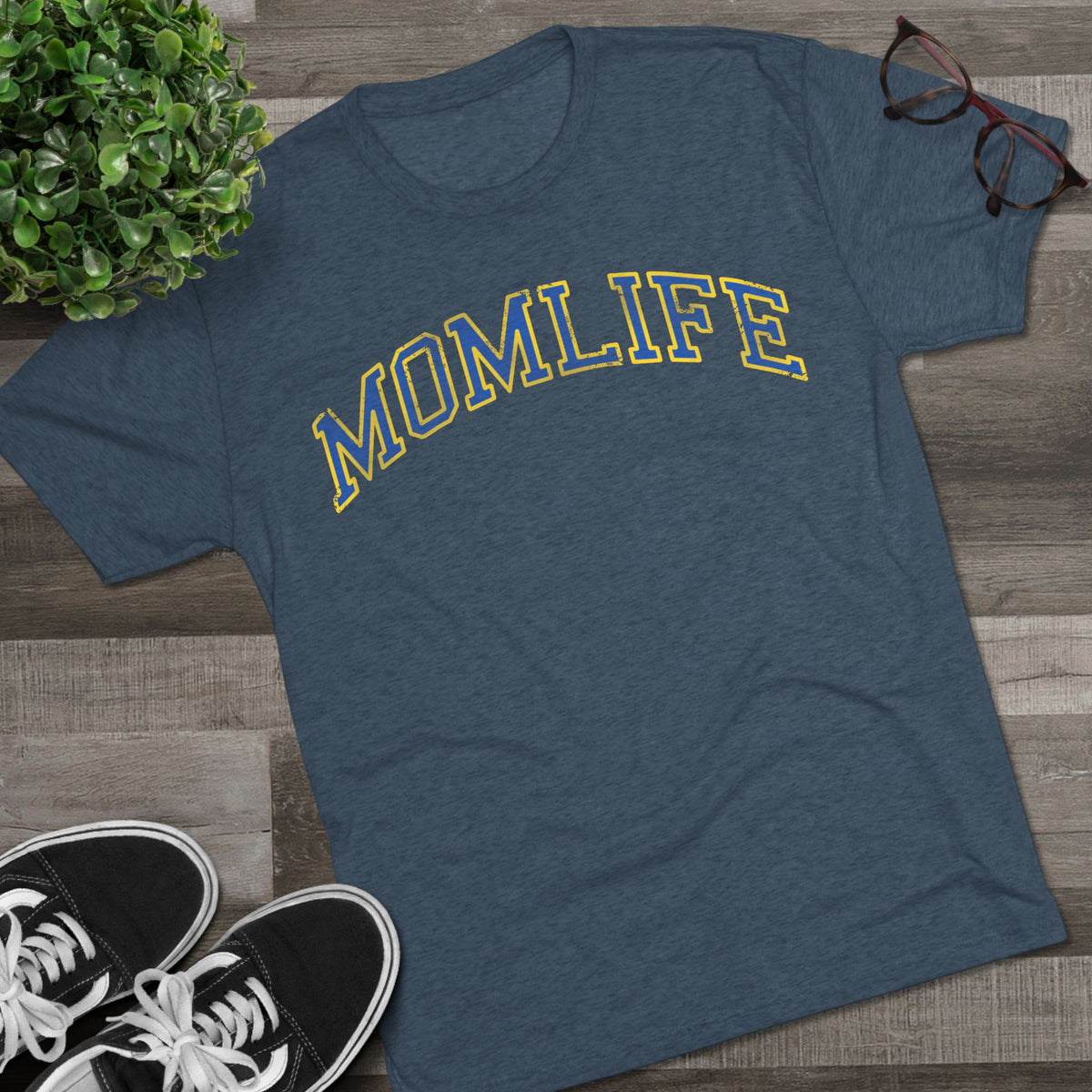 BLUE and GOLD Football Mom Shirt - Bun Maternity & Mama